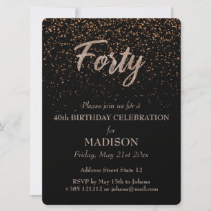 Invitation 40e anniversaire Parties scintillant d'or
