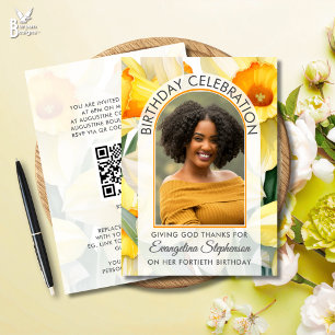 Invitation 40e anniversaire Photo de jonquilles florales mode