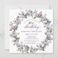 40e anniversaire Purple Lilac Carré de fleurs de p