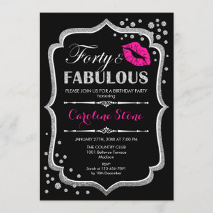 Invitation 40e anniversaire - Quarante fabuleux Black Pink Si
