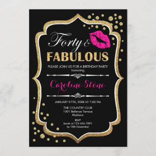Invitation 40e anniversaire - Quarante fabuleux or noir rose