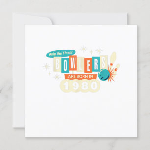 Invitation 40e Anniversaire Quilleur Drôle Bowling 1980 Vinta