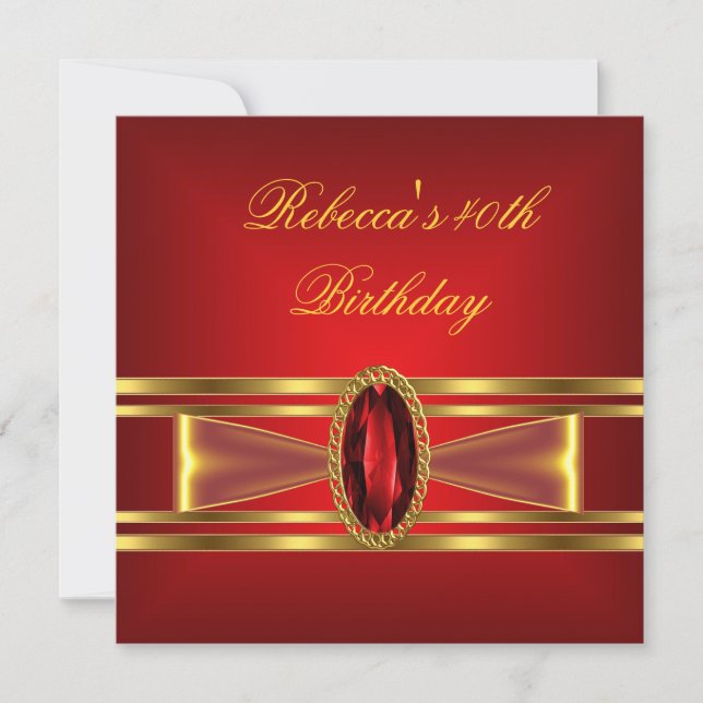 Invitation 40e anniversaire Red Gold Red Diamond Jewel Bow (Devant)
