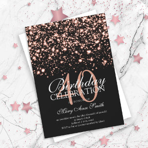 Invitation 40e anniversaire Rose de fête Gold Midnight Glam