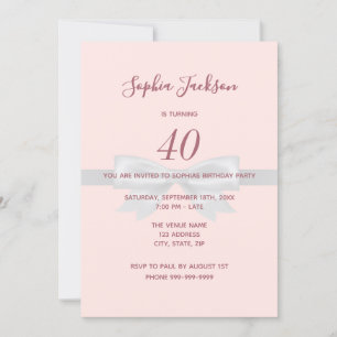 Invitation 40e anniversaire rose or élégant arc girly