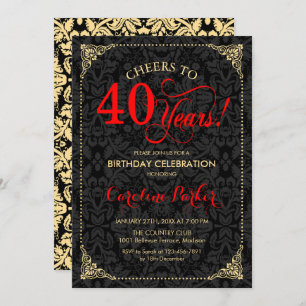 Invitation 40e anniversaire - Rouge Gold Black Damask
