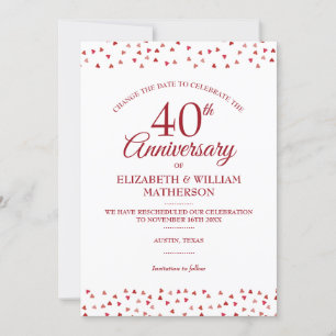 Invitation 40e anniversaire Rubis Changer la date