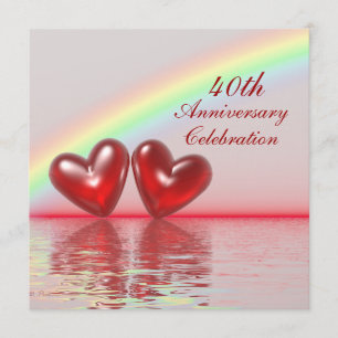 Invitation 40e Anniversaire Rubis Cœurs