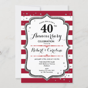 Invitation 40e anniversaire - Ruby Red White Silver