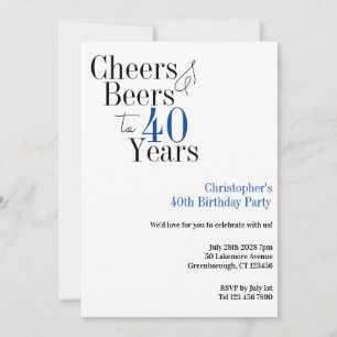Invitation 40e anniversaire Simple Soirée Bières