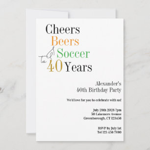 Invitation 40e Anniversaire Soccer Cheers Bières Mini Fête