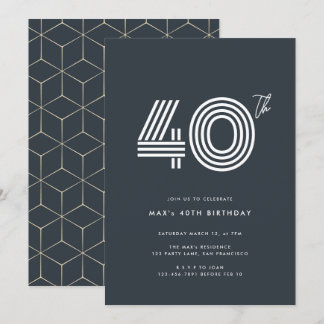 Invitation 40e anniversaire Sombre minimal