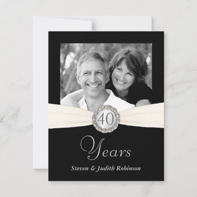 Invitation 40e Anniversaire - Style Faux Pochette - PETIT (Devant)