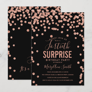 Invitation 40e anniversaire surprise Rose Gold Black