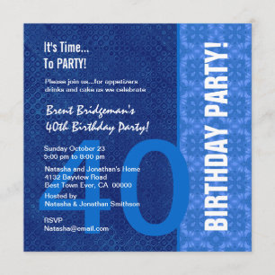 Invitation 40e anniversaire teintes modernes de bleu B40