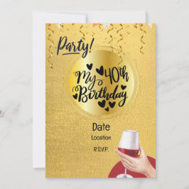 Invitation 40e anniversaire Thème noir et or