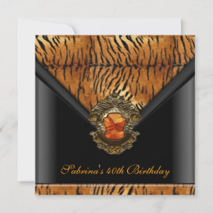 Invitation 40e anniversaire Tiger Black Orange Stripe