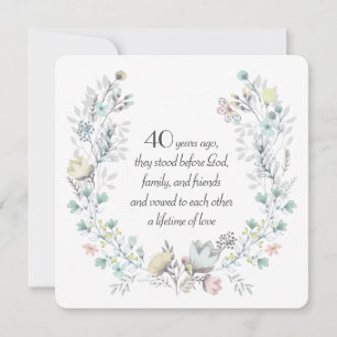 Invitation 40e anniversaire Watercolor Wreath