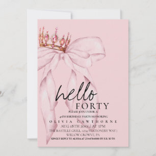 Invitation 40e Dusty Rose Bow Surprise fête d'anniversaire