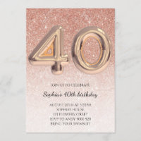 40e Femmes Anniversaire Rose Parties scintillant o