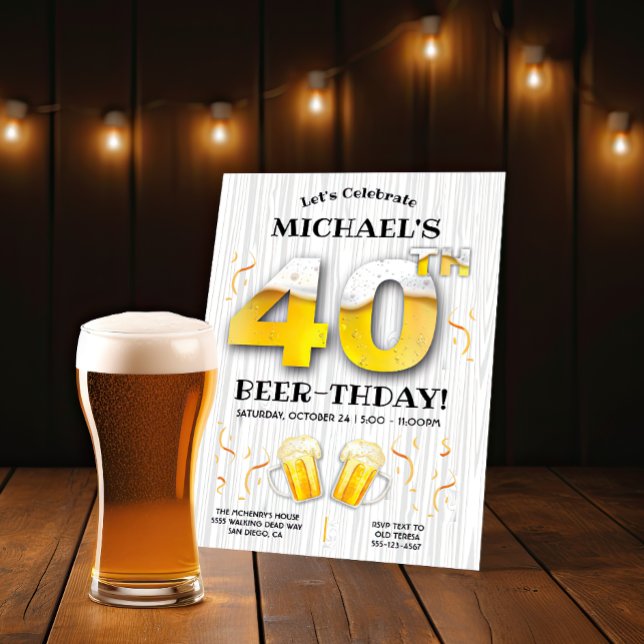 Invitation 40e fête d'anniversaire de la bière Jalon (Créateur téléchargé)