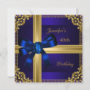 Invitation 40e fête d'anniversaire Rich Royal Blue or Jewel