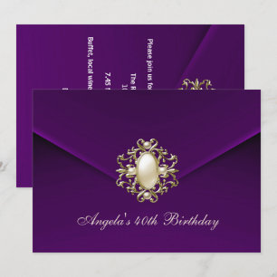 Invitation 40e fête d'anniversaire Royal Dark Plum Velvet Pea