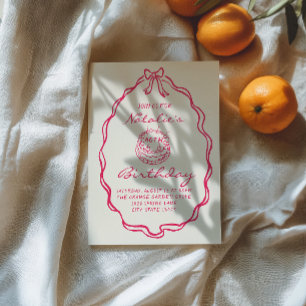 Invitation 40e gâteau à coquette rose à la main tiré à la mai