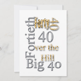 Invitation 40e Gold silver fun party