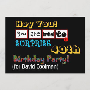 Invitation 40e Modèle SURPRISE Birthday Party V01