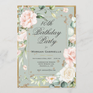 Invitation 40e Quarantième 40 Quarante Filles Anniversaire Fl