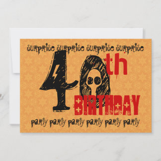 Invitation 40e SURPRISE Anniversaire Red Gold Black Stars S30