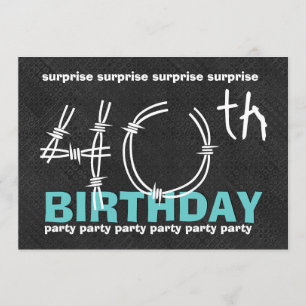 Invitation 40e SURPRISE Birthday Party Blue Black C341