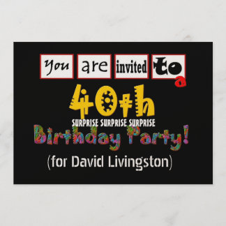 Invitation 40e SURPRISE Birthday Party Gold Metallic Paper