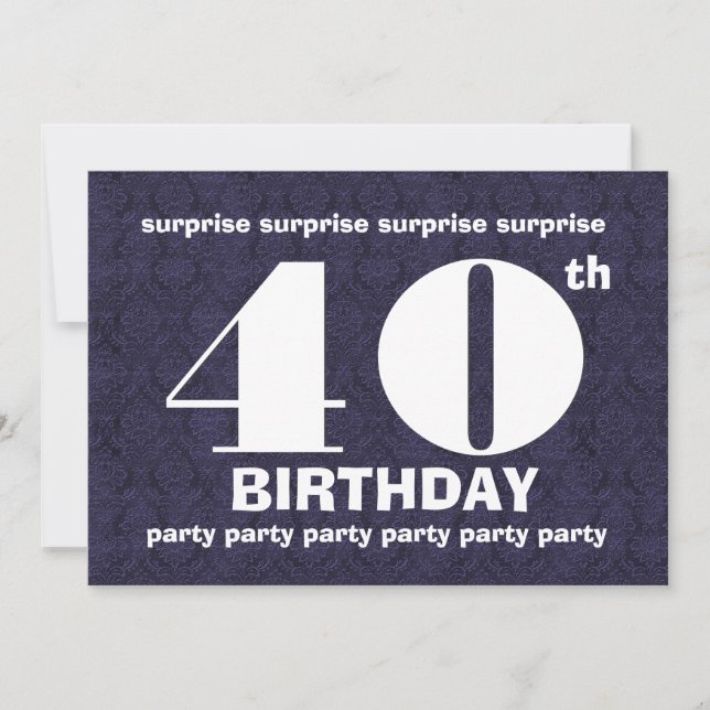 Invitation 40e SURPRISE Midnight Birthday Party Modèle V21 (Devant)