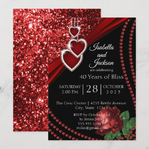 Invitation 40ème anniversaire de la Parties scintillant rouge