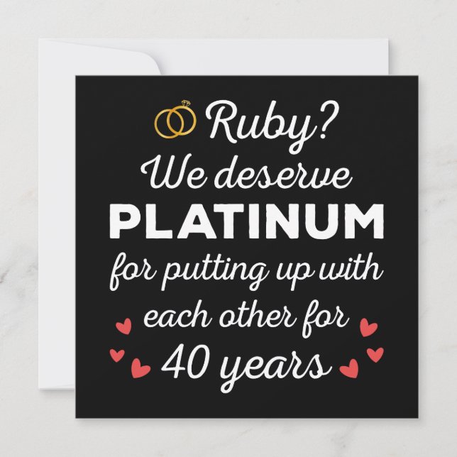 Invitation 40ème anniversaire du Mariage I - Ruby Funny Coupl (Devant)