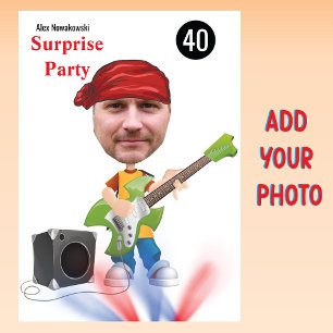 Invitation 40th Mens 🎸 🤣 Rockstar Anniversaire Guitare Funk