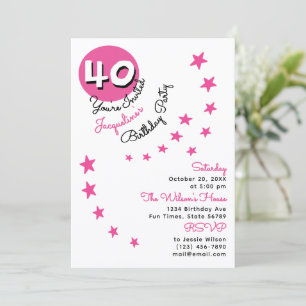 Invitation 40th Pink Happy Birthday Personnalisé Nom Invitati
