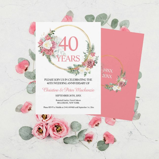 Invitation 40th Wedding Ruby Roses Anniversary (Créateur téléchargé)