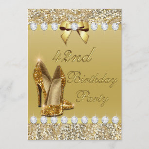 Invitation 42e anniversaire Classy Gold Heels Sequins Diamond