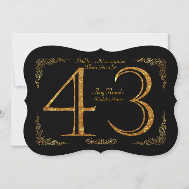 Invitation 43e anniversaire 43e anniversaire, grand Gatsby, n (Devant)