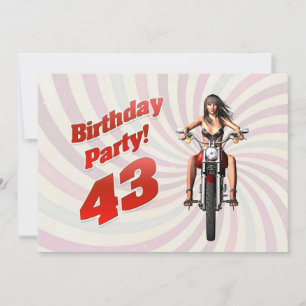 Invitation 43e anniversaire avec une fille en moto