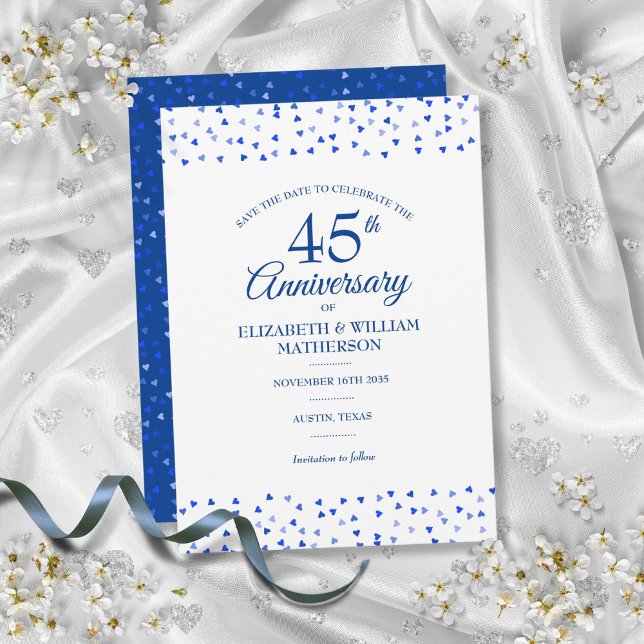 Invitation 45e 65e anniversaire Coeurs d'amour Enregistrer la (45th 65th Anniversary Love Hearts Save the Date Invitation)