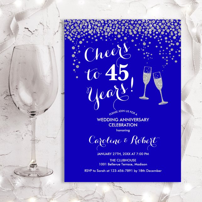 Invitation 45e anniversaire - À 45 ans d'argent bleu (Créateur téléchargé)