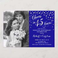 45e Anniversaire avec Photo - Argent Saphir Bleu