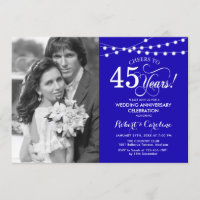 45e Anniversaire avec Photo - Bleu Saphir