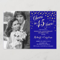 45e Anniversaire avec Photo - Or Bleu Saphir