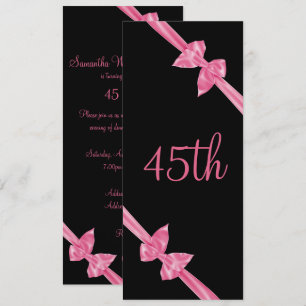 Invitation 45e anniversaire de l'élégant Satin rose