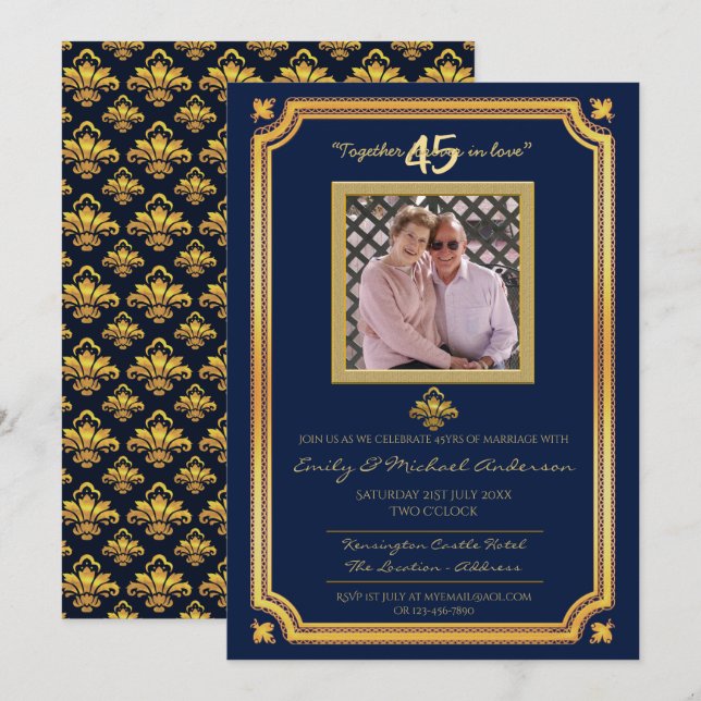 Invitation 45e anniversaire de mariage - AJOUTER PHOTO Invita (Devant / Derrière)